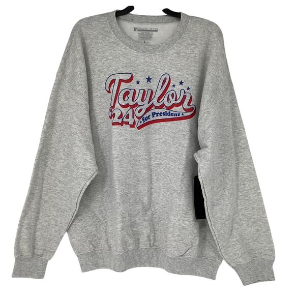 Prince Peter Women Large Grey Taylor For President 24 Sweatshirt Pullover H1-3 - Picture 1 of 6